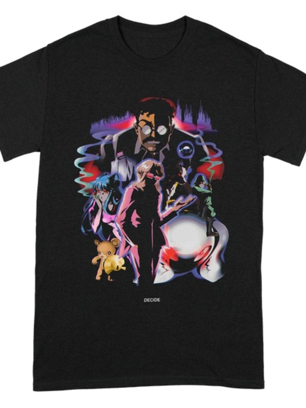 DJO Comfort Colors Black Tee with Neon Anime Graphic